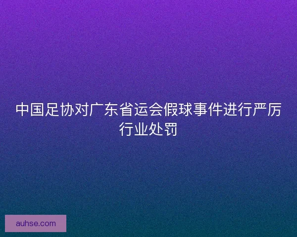 中国足协对广东省运会假球事件进行严厉行业处罚